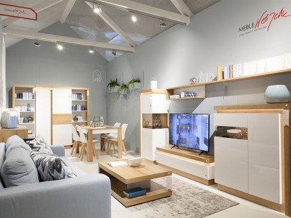 Pokój dzienny i jadalnia meble Jasny Lyon Wójcik Pokój dzienny i jadalnia meble Jasny Lyon Wójcik