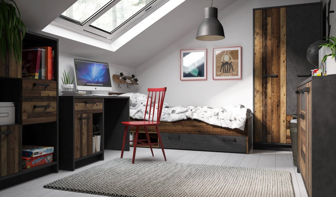 Industrialny styl w pokoju chłopca