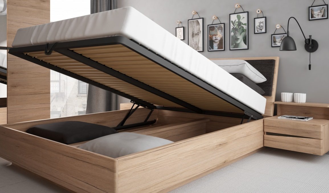 Łóżko z podnoszonym stelażem